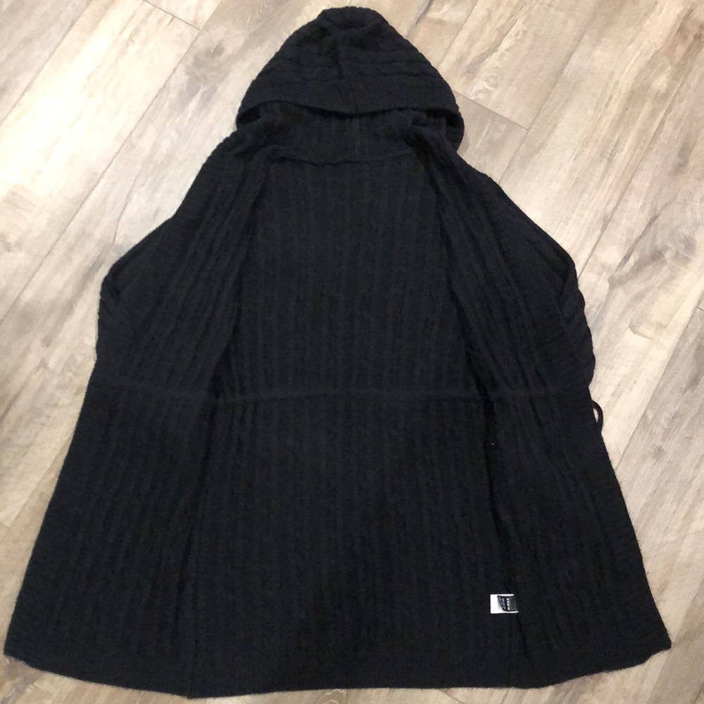 NWOT! - SHEIN Open Placket Long Cable Knit Cardi w/Hood & Tie Front - Picture 5 of 6